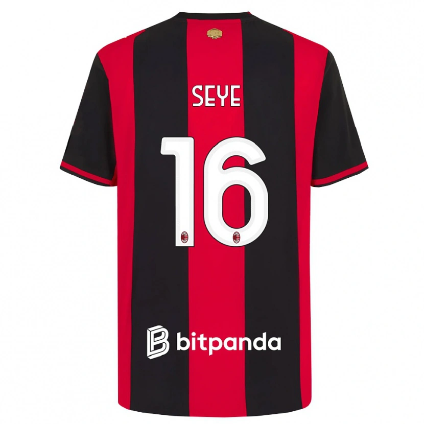 Danxen Børn Abdou Seye #16 Rød Sort Hvid Hjemmebane Spillertrøjer 2026/27 Trøje T-Shirt