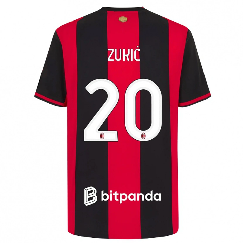 Danxen Børn Damir Zukic #20 Rød Sort Hvid Hjemmebane Spillertrøjer 2026/27 Trøje T-Shirt