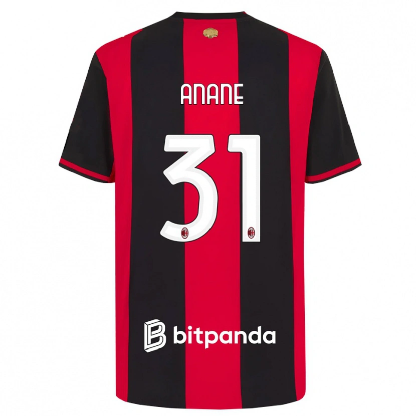Danxen Børn Emmanuel Anane #31 Rød Sort Hvid Hjemmebane Spillertrøjer 2026/27 Trøje T-Shirt