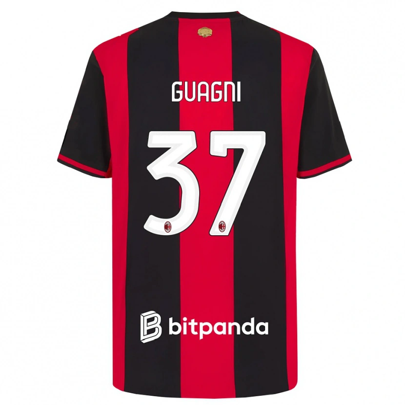 Danxen Børn Alia Guagni #37 Rød Sort Hvid Hjemmebane Spillertrøjer 2026/27 Trøje T-Shirt