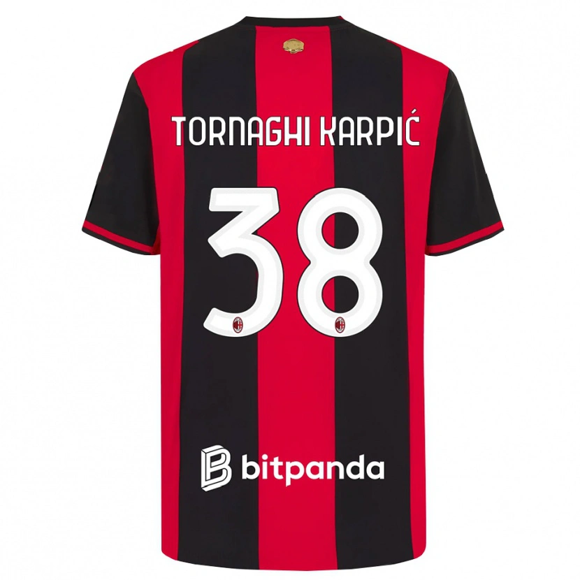 Danxen Børn Lavinia Tornaghi Karpić #38 Rød Sort Hvid Hjemmebane Spillertrøjer 2026/27 Trøje T-Shirt