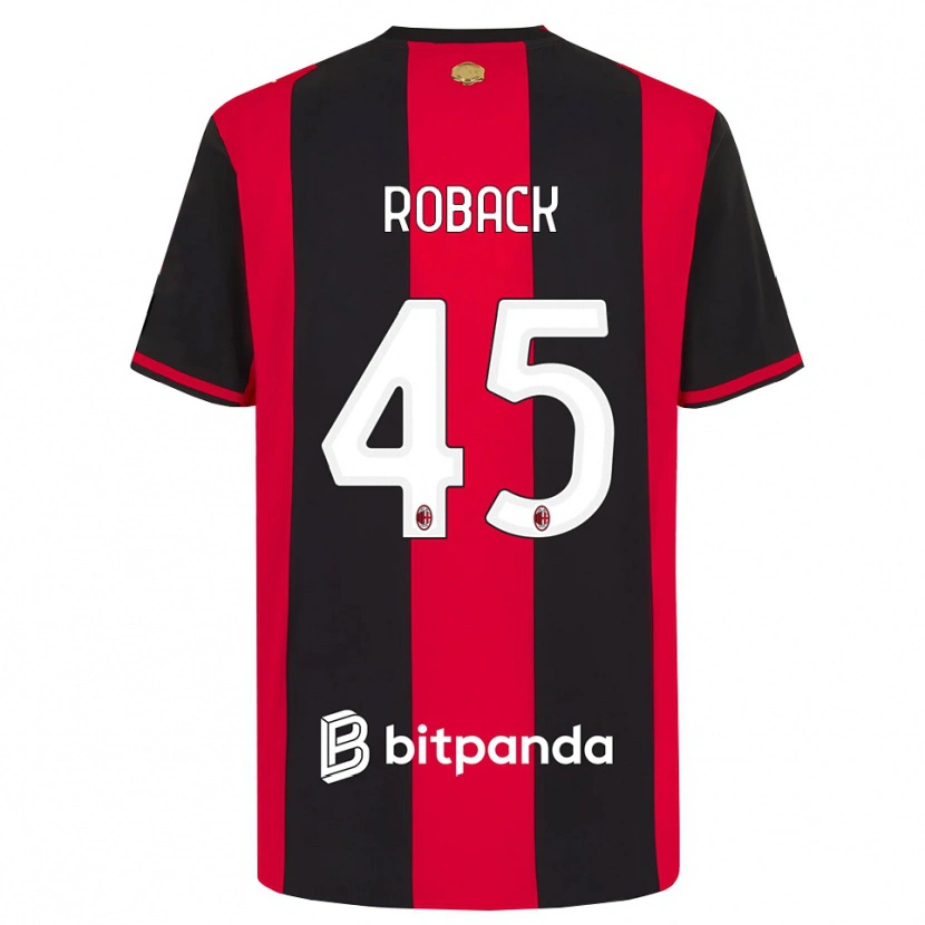 Danxen Børn Emil Roback #45 Rød Sort Hvid Hjemmebane Spillertrøjer 2026/27 Trøje T-Shirt