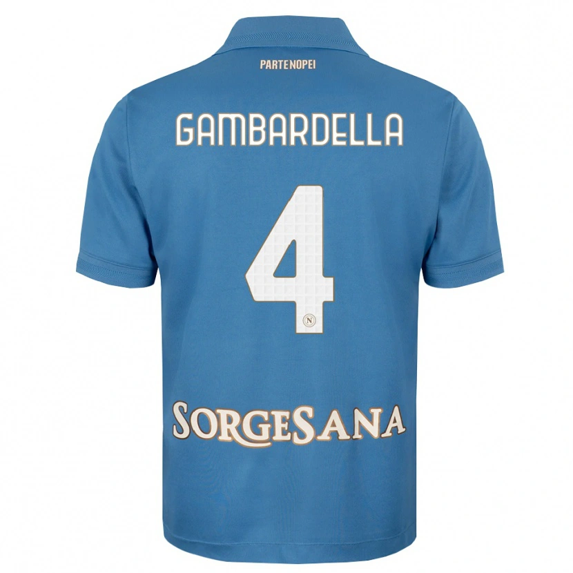 Danxen Børn Vittorio Gambardella #4 Tågeblå Hvid Hjemmebane Spillertrøjer 2026/27 Trøje T-Shirt