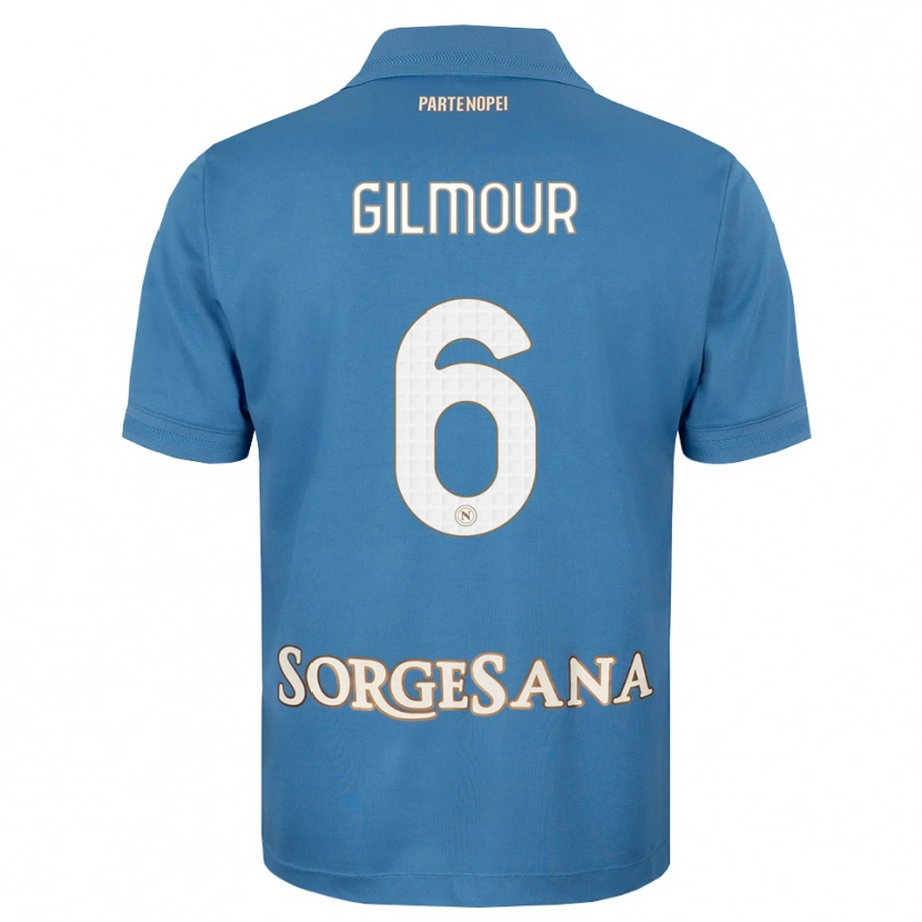 Danxen Børn Billy Gilmour #6 Tågeblå Hvid Hjemmebane Spillertrøjer 2026/27 Trøje T-Shirt