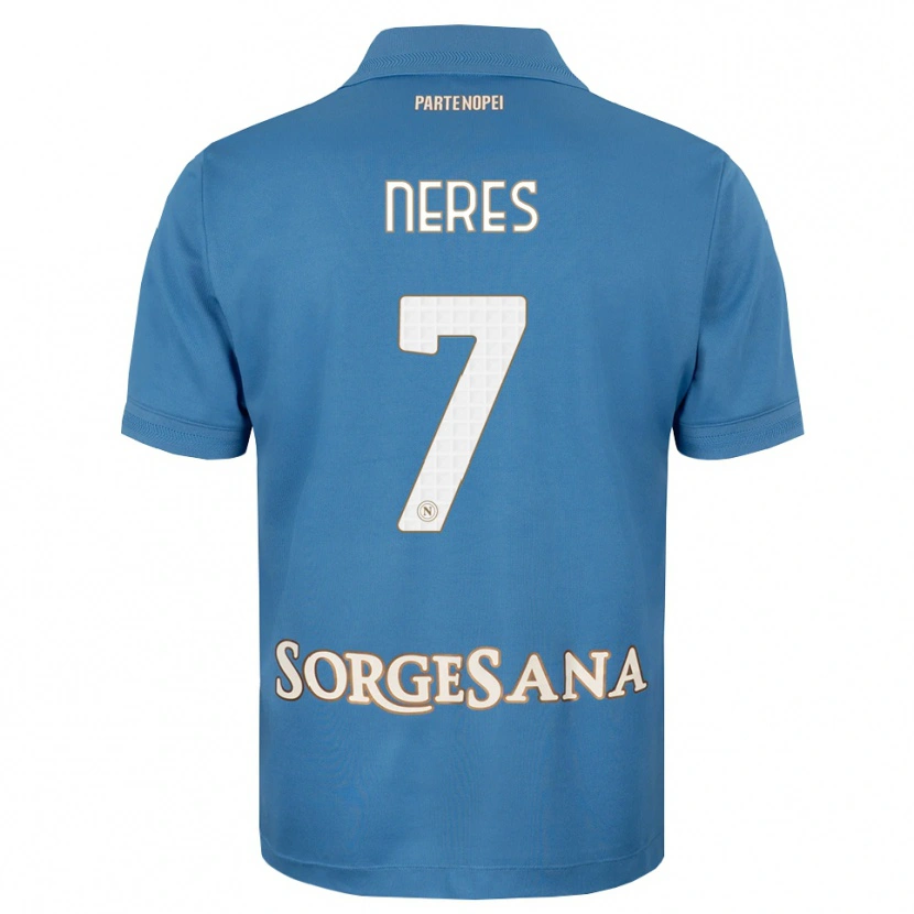 Danxen Børn David Neres #7 Tågeblå Hvid Hjemmebane Spillertrøjer 2026/27 Trøje T-Shirt