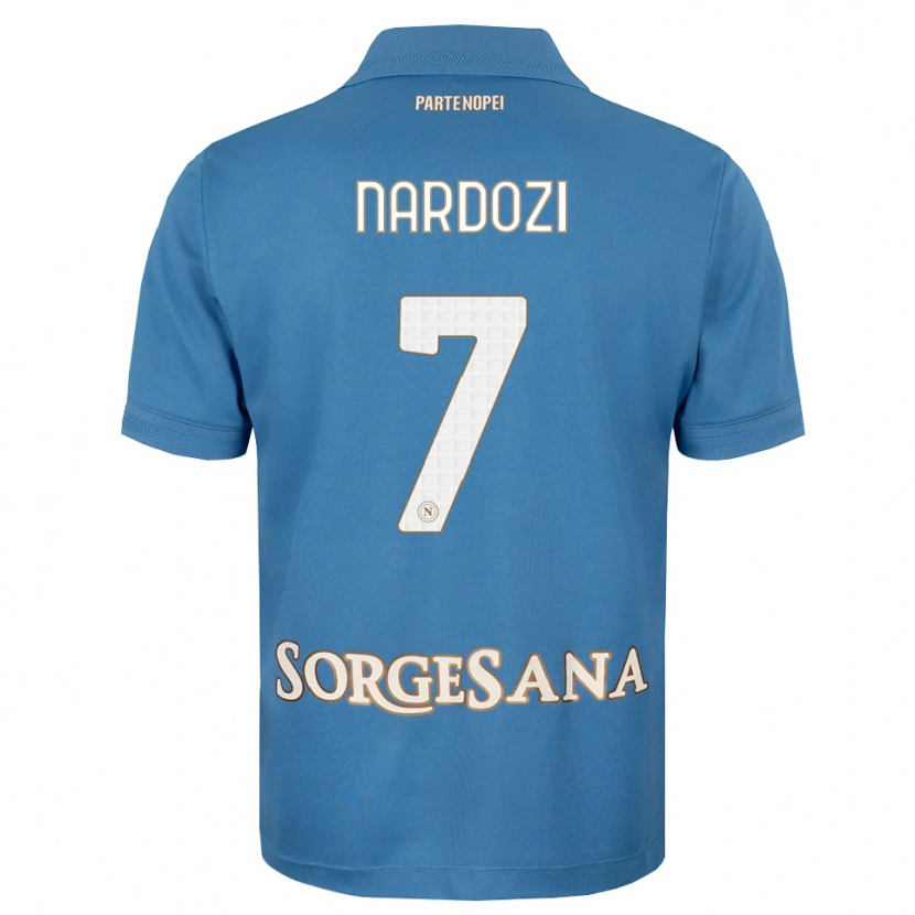 Danxen Børn Manuel Nardozi #7 Tågeblå Hvid Hjemmebane Spillertrøjer 2026/27 Trøje T-Shirt
