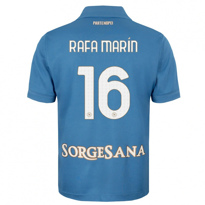 Danxen Børn Rafa Marín #16 Tågeblå Hvid Hjemmebane Spillertrøjer 2026/27 Trøje T-Shirt