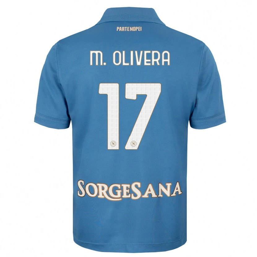 Danxen Børn Mathías Olivera #17 Tågeblå Hvid Hjemmebane Spillertrøjer 2026/27 Trøje T-Shirt