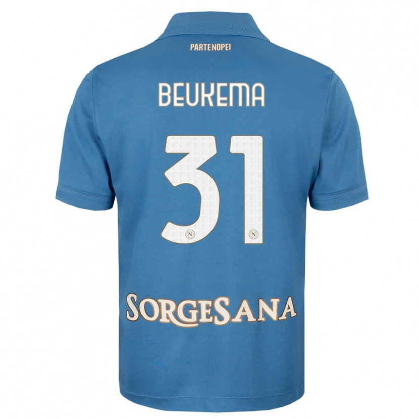 Danxen Børn Sam Beukema #31 Tågeblå Hvid Hjemmebane Spillertrøjer 2026/27 Trøje T-Shirt