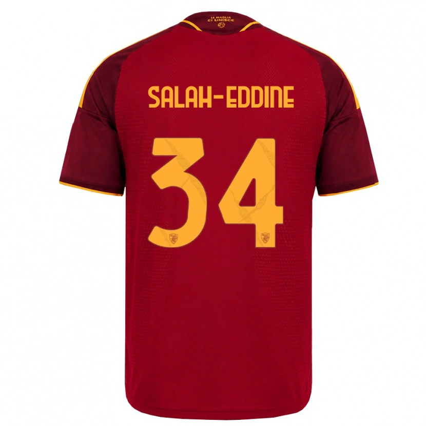 Danxen Børn Anass Salah-Eddine #34 Rød Gylden Gul Hjemmebane Spillertrøjer 2026/27 Trøje T-Shirt