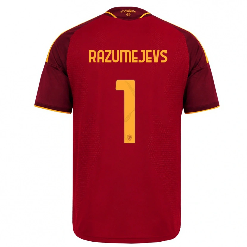 Danxen Børn Vladislavs Razumejevs #1 Rød Gylden Gul Hjemmebane Spillertrøjer 2026/27 Trøje T-Shirt