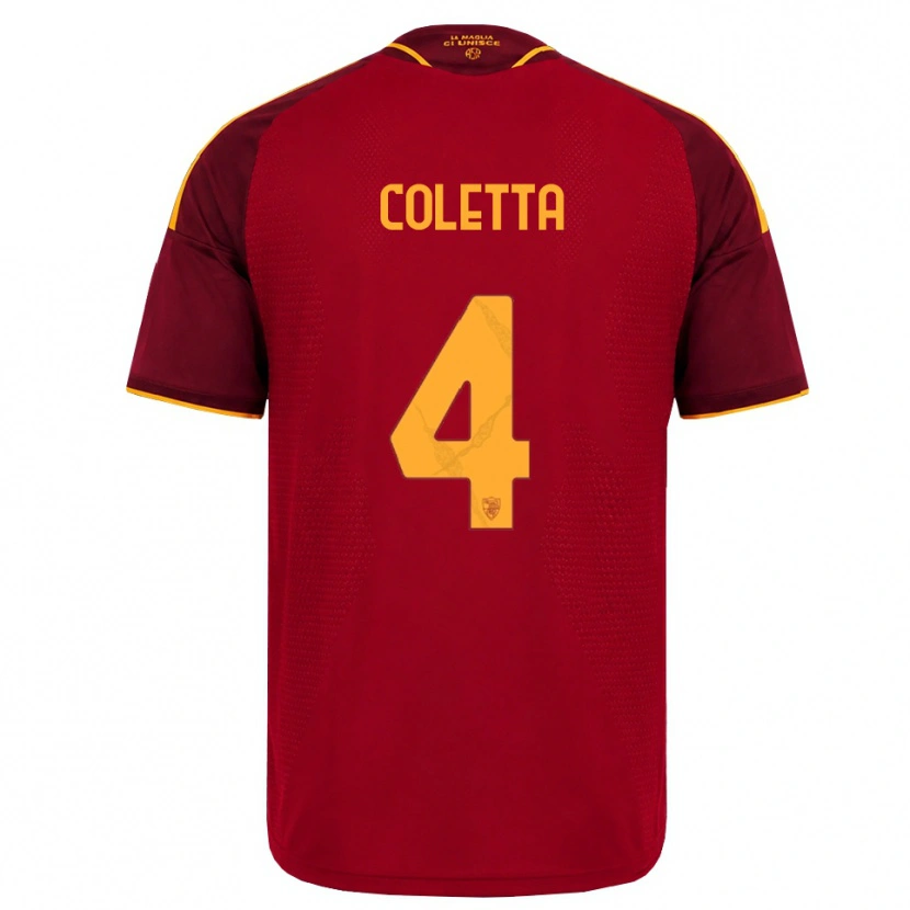 Danxen Børn Francesco Coletta #4 Rød Gylden Gul Hjemmebane Spillertrøjer 2026/27 Trøje T-Shirt