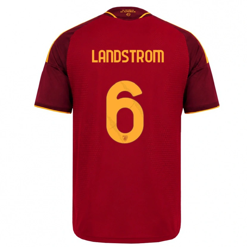 Danxen Børn Elin Landstrom #6 Rød Gylden Gul Hjemmebane Spillertrøjer 2026/27 Trøje T-Shirt