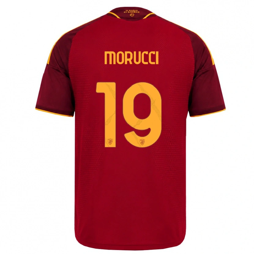 Danxen Børn Edoardo Morucci #19 Rød Gylden Gul Hjemmebane Spillertrøjer 2026/27 Trøje T-Shirt
