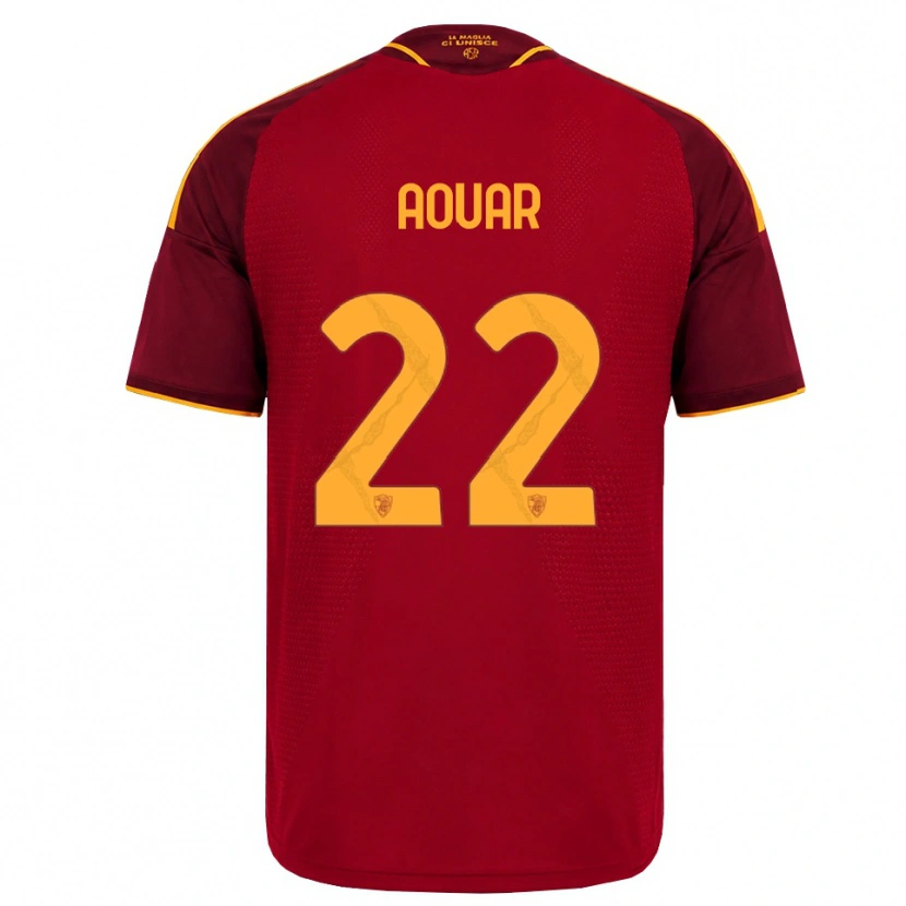 Danxen Børn Houssem Aouar #22 Rød Gylden Gul Hjemmebane Spillertrøjer 2026/27 Trøje T-Shirt