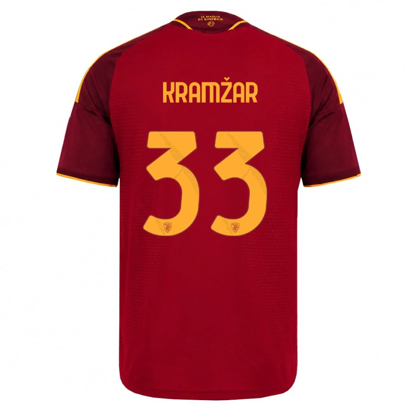 Danxen Børn Zara Kramžar #33 Rød Gylden Gul Hjemmebane Spillertrøjer 2026/27 Trøje T-Shirt
