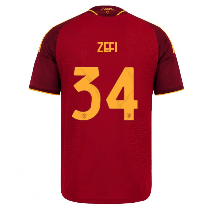 Danxen Børn Kevin Zefi #34 Rød Gylden Gul Hjemmebane Spillertrøjer 2026/27 Trøje T-Shirt