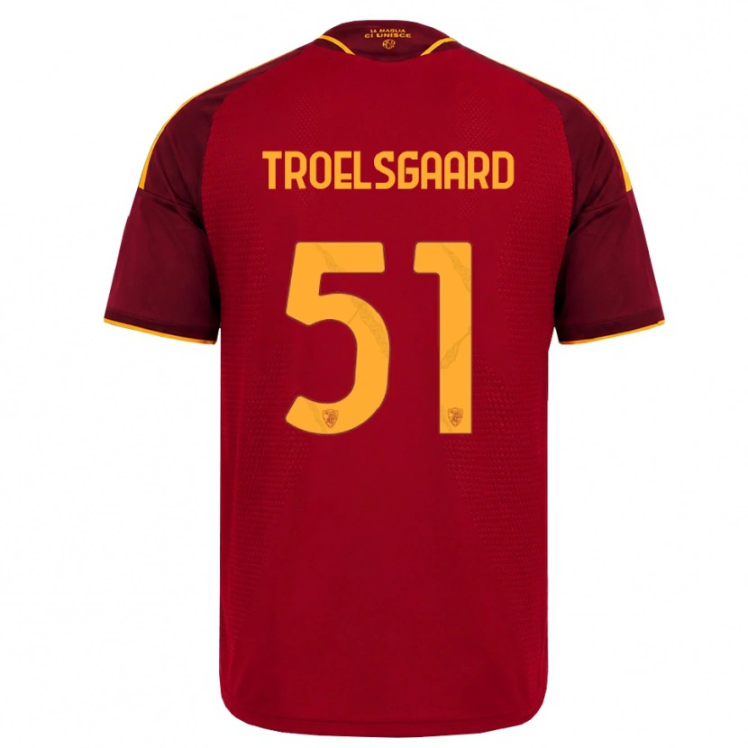 Danxen Børn Sanne Troelsgaard #51 Rød Gylden Gul Hjemmebane Spillertrøjer 2026/27 Trøje T-Shirt