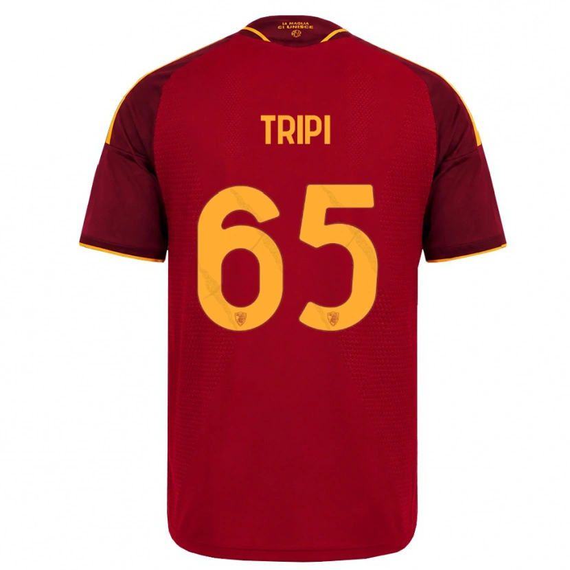 Danxen Børn Filippo Tripi #65 Rød Gylden Gul Hjemmebane Spillertrøjer 2026/27 Trøje T-Shirt