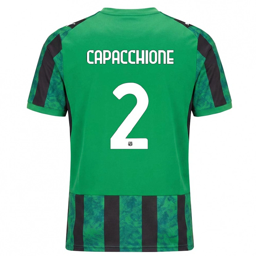 Danxen Børn Cristian Capacchione #2 Grøn Sort Hvid Hjemmebane Spillertrøjer 2026/27 Trøje T-Shirt