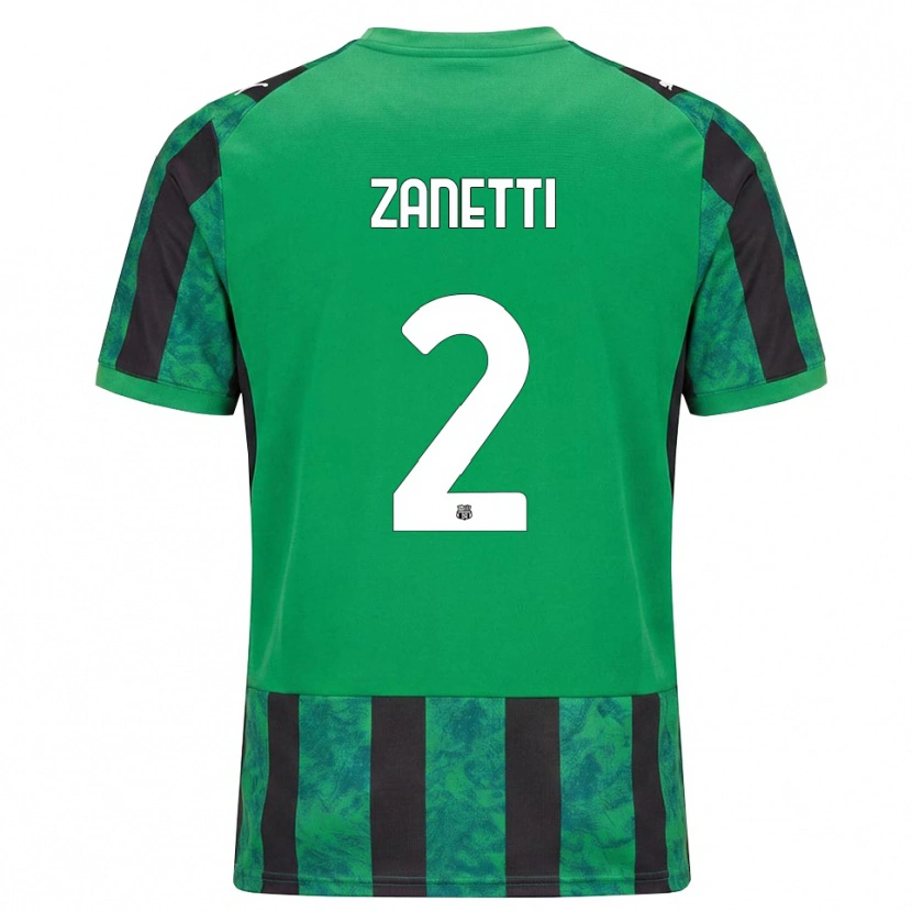 Danxen Børn Matteo Zanetti #2 Grøn Sort Hvid Hjemmebane Spillertrøjer 2026/27 Trøje T-Shirt