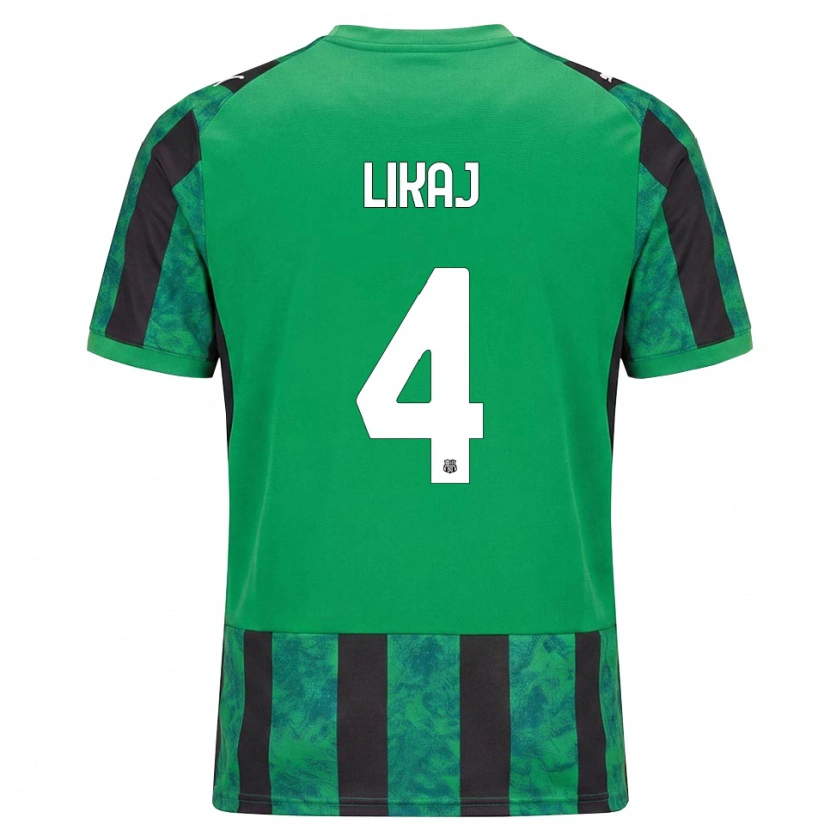 Danxen Børn Enea Likaj #4 Grøn Sort Hvid Hjemmebane Spillertrøjer 2026/27 Trøje T-Shirt