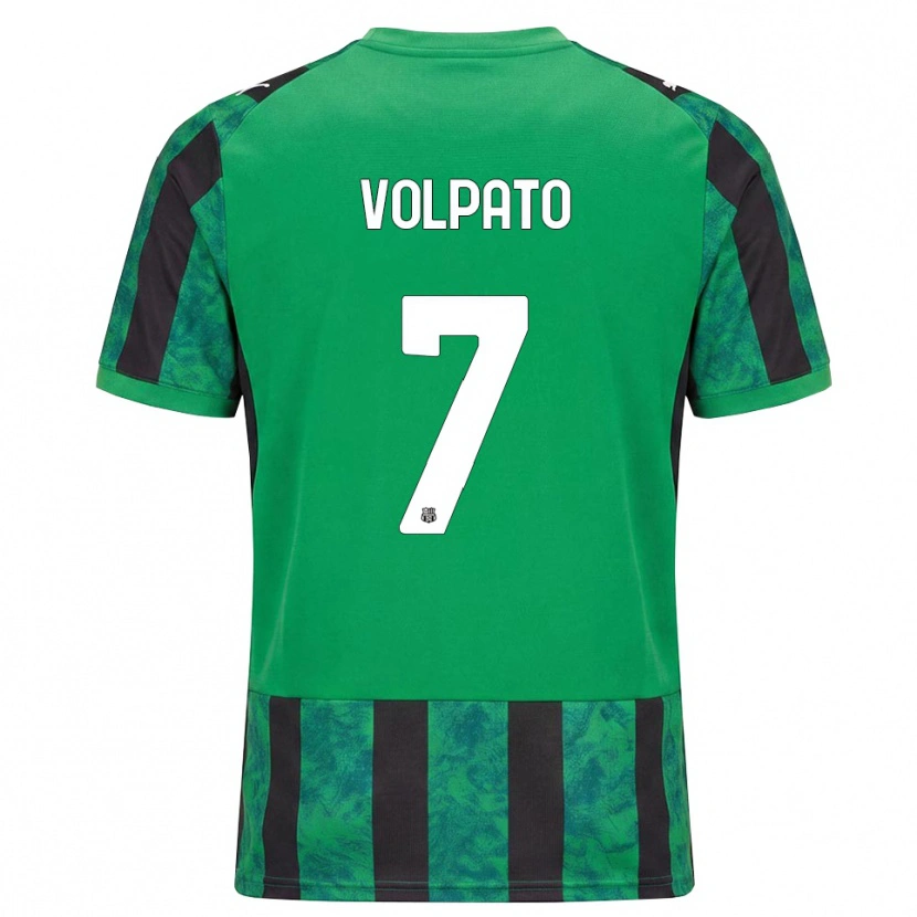 Danxen Børn Cristian Volpato #7 Grøn Sort Hvid Hjemmebane Spillertrøjer 2026/27 Trøje T-Shirt