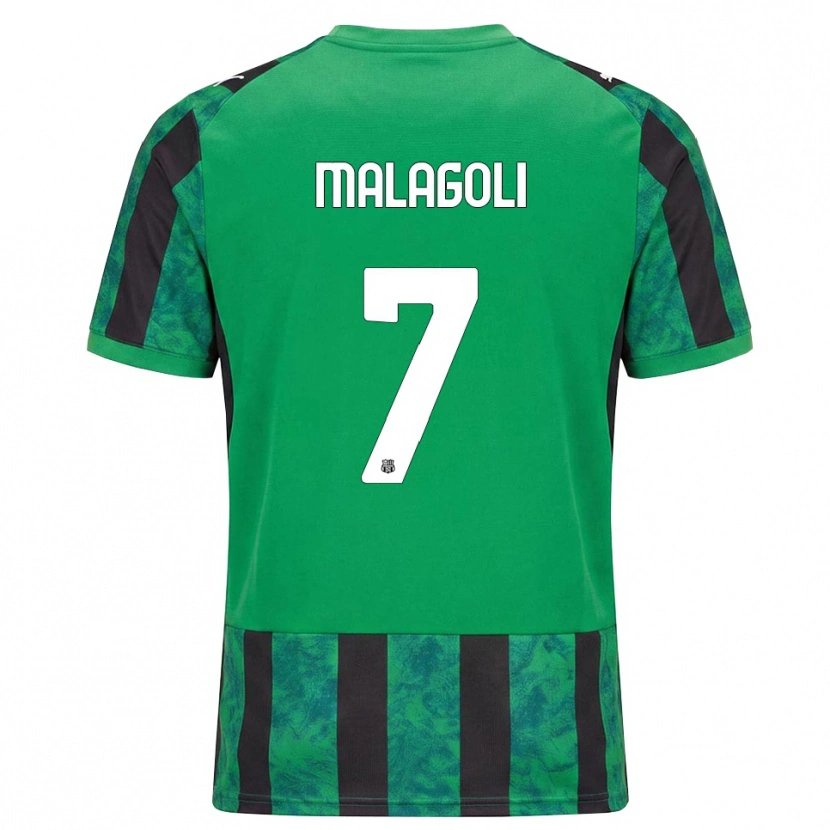 Danxen Børn Mattia Malagoli #7 Grøn Sort Hvid Hjemmebane Spillertrøjer 2026/27 Trøje T-Shirt