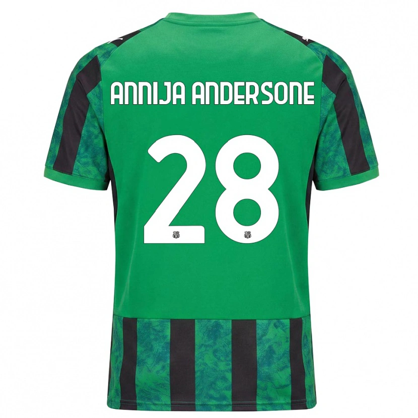 Danxen Børn Gabriela Annija Andersone #28 Grøn Sort Hvid Hjemmebane Spillertrøjer 2026/27 Trøje T-Shirt