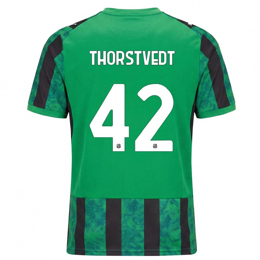 Danxen Børn Kristian Thorstvedt #42 Grøn Sort Hvid Hjemmebane Spillertrøjer 2026/27 Trøje T-Shirt