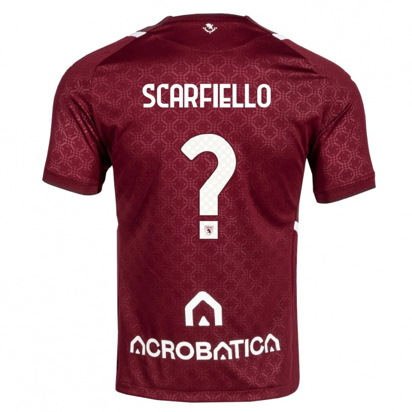 Danxen Børn Luca Scarfiello #0 Bordeaux Hvid Hjemmebane Spillertrøjer 2026/27 Trøje T-Shirt