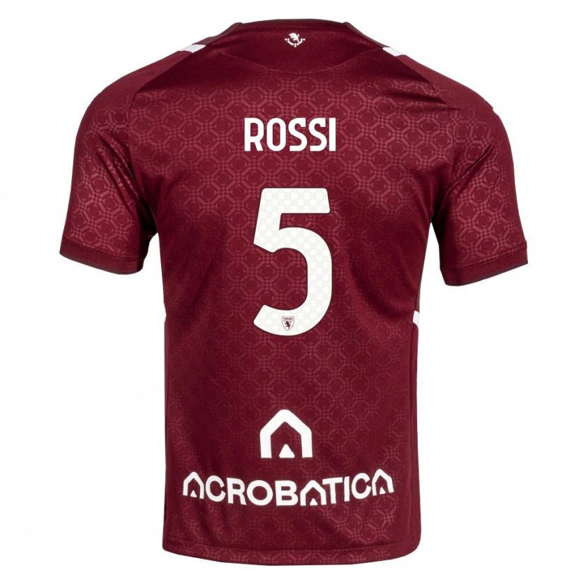 Danxen Børn Simone Rossi #5 Bordeaux Hvid Hjemmebane Spillertrøjer 2026/27 Trøje T-Shirt