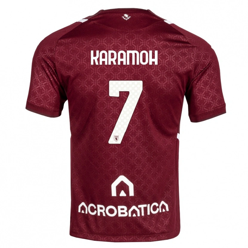 Danxen Børn Yann Karamoh #7 Bordeaux Hvid Hjemmebane Spillertrøjer 2026/27 Trøje T-Shirt