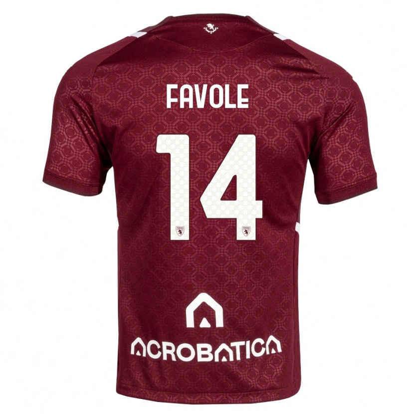 Danxen Børn Annalisa Favole #14 Bordeaux Hvid Hjemmebane Spillertrøjer 2026/27 Trøje T-Shirt