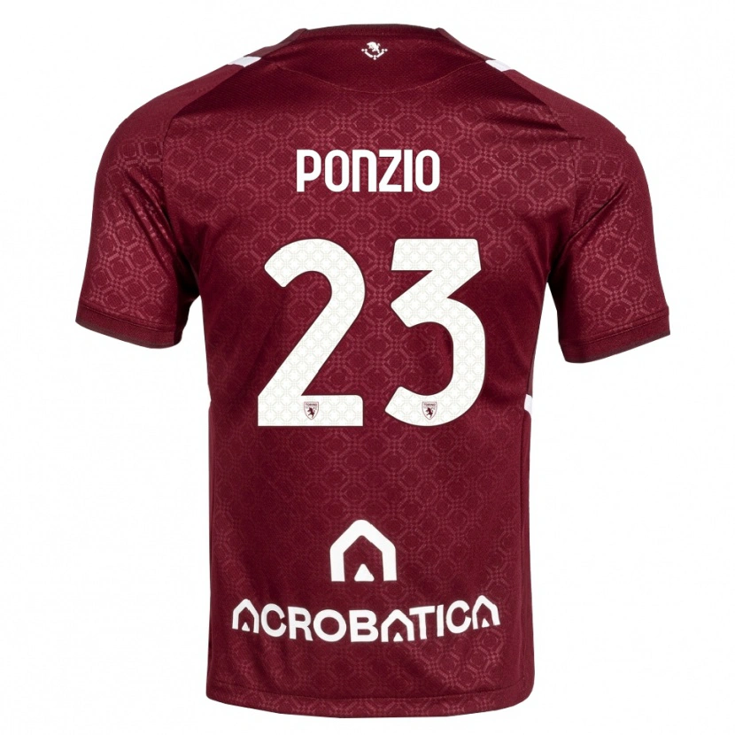 Danxen Børn Erika Ponzio #23 Bordeaux Hvid Hjemmebane Spillertrøjer 2026/27 Trøje T-Shirt