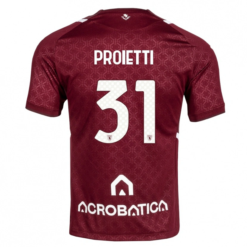 Danxen Børn Riccardo Proietti #31 Bordeaux Hvid Hjemmebane Spillertrøjer 2026/27 Trøje T-Shirt