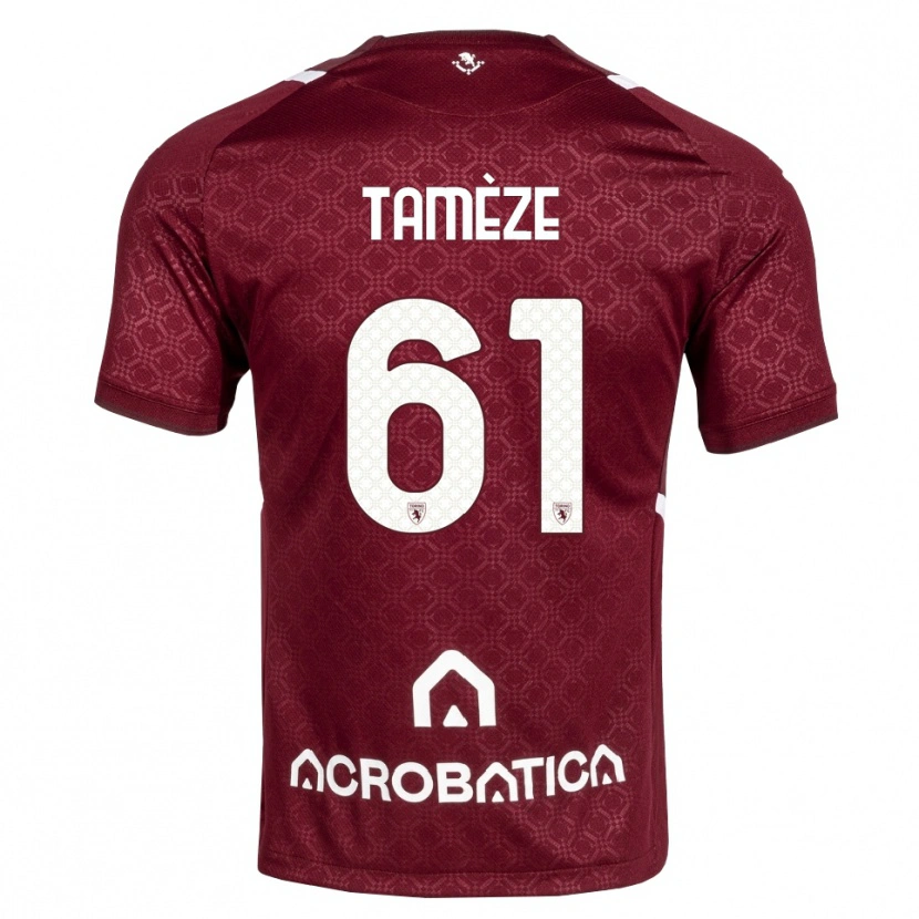 Danxen Børn Adrien Tamèze #61 Bordeaux Hvid Hjemmebane Spillertrøjer 2026/27 Trøje T-Shirt