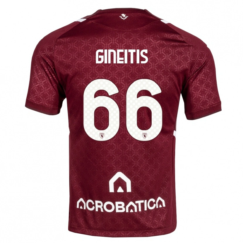 Danxen Børn Gvidas Gineitis #66 Bordeaux Hvid Hjemmebane Spillertrøjer 2026/27 Trøje T-Shirt
