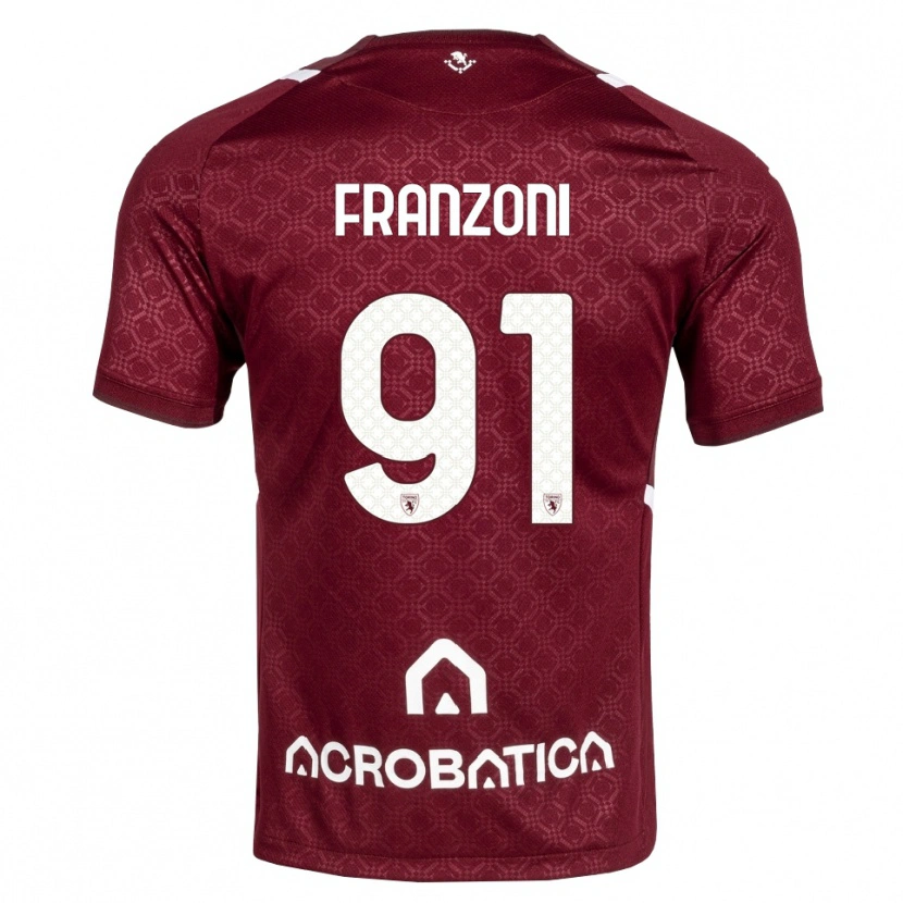 Danxen Børn Nicolò Franzoni #91 Bordeaux Hvid Hjemmebane Spillertrøjer 2026/27 Trøje T-Shirt