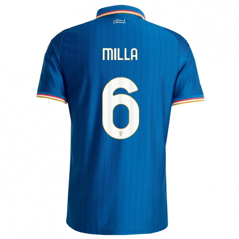 Danxen Børn Luis Milla #6 Blå Hvid Rød Hjemmebane Spillertrøjer 2026/27 Trøje T-Shirt