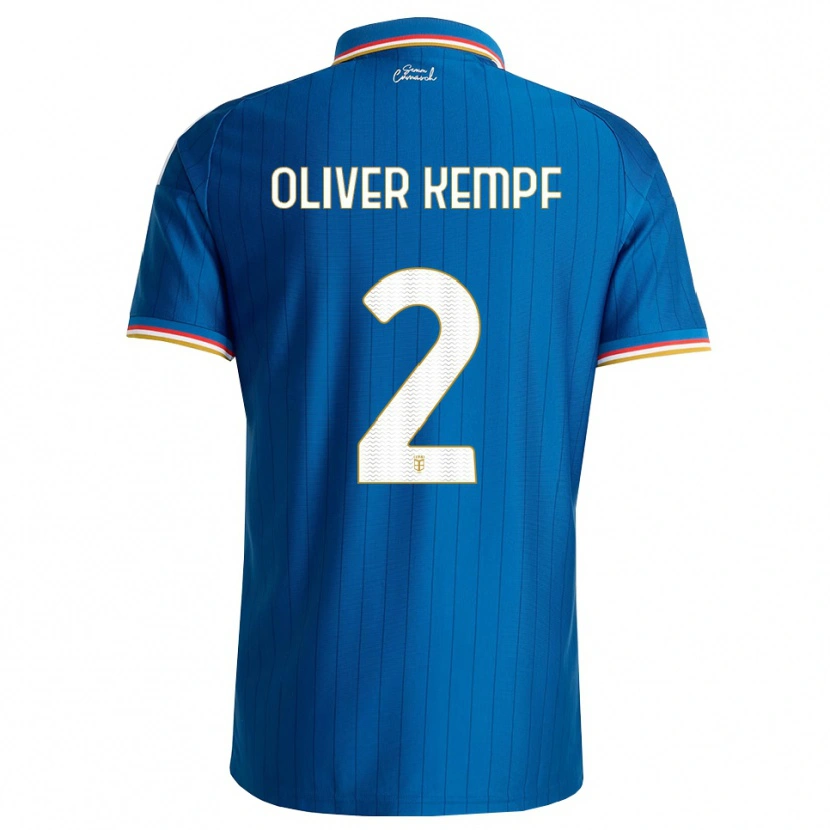 Danxen Børn Marc Oliver Kempf #2 Blå Hvid Rød Hjemmebane Spillertrøjer 2026/27 Trøje T-Shirt