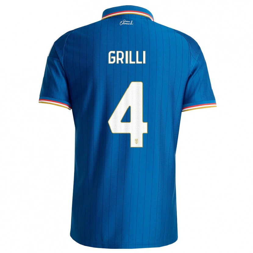 Danxen Børn Federico Grilli #4 Blå Hvid Rød Hjemmebane Spillertrøjer 2026/27 Trøje T-Shirt