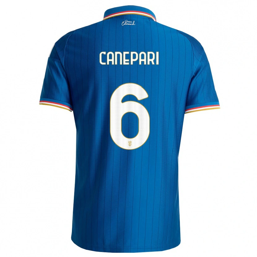 Danxen Børn Lorenzo Canepari #6 Blå Hvid Rød Hjemmebane Spillertrøjer 2026/27 Trøje T-Shirt