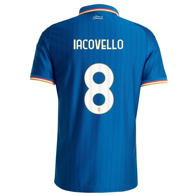 Danxen Børn Mattia Iacovello #8 Blå Hvid Rød Hjemmebane Spillertrøjer 2026/27 Trøje T-Shirt