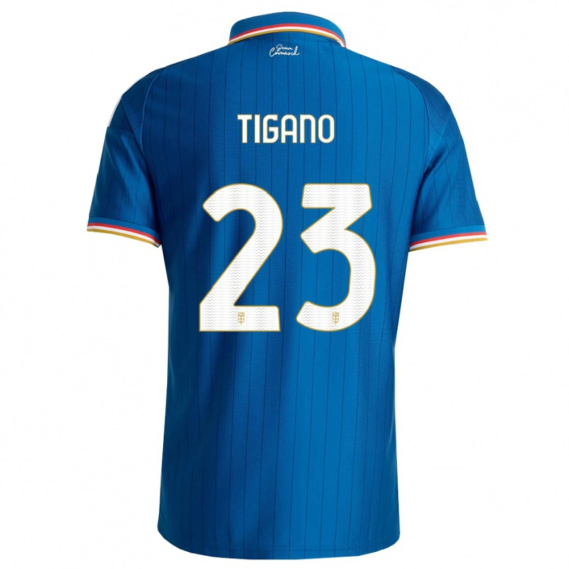 Danxen Børn Achille Tigano #23 Blå Hvid Rød Hjemmebane Spillertrøjer 2026/27 Trøje T-Shirt
