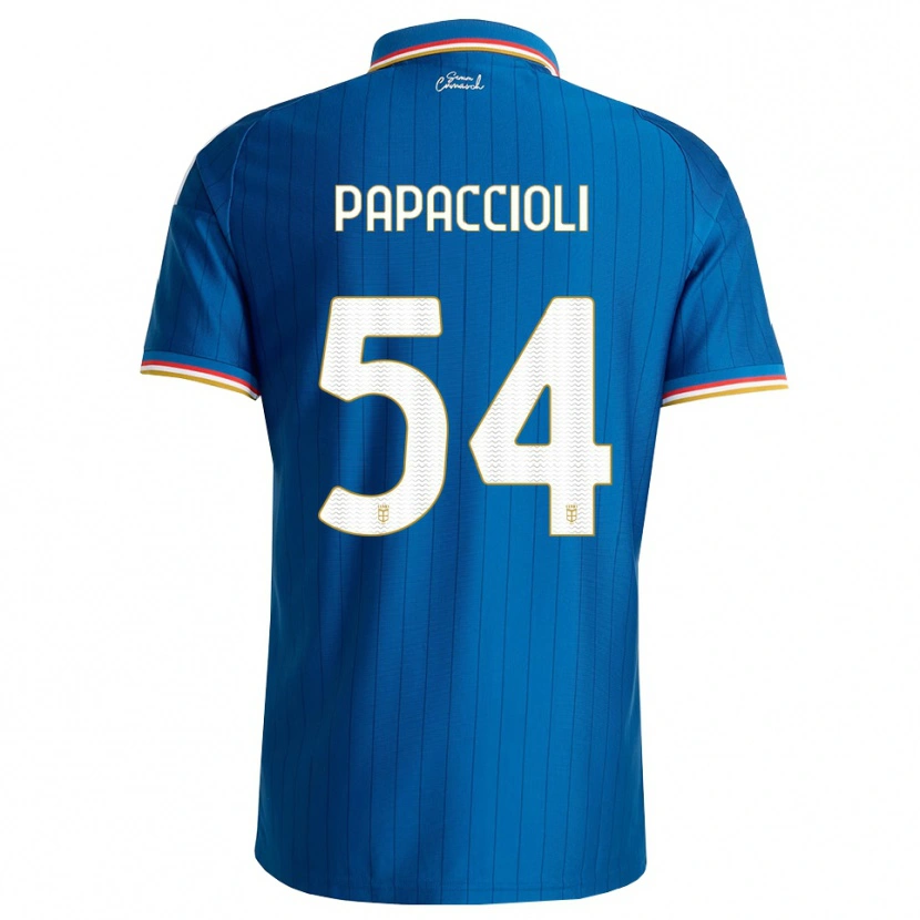 Danxen Børn Matteo Papaccioli #54 Blå Hvid Rød Hjemmebane Spillertrøjer 2026/27 Trøje T-Shirt