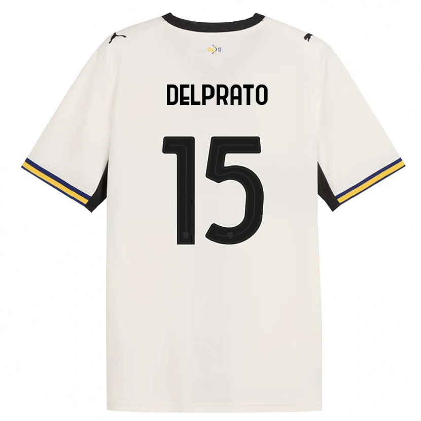 Danxen Børn Enrico Delprato #15 Off-White Sort Gul Hjemmebane Spillertrøjer 2026/27 Trøje T-Shirt