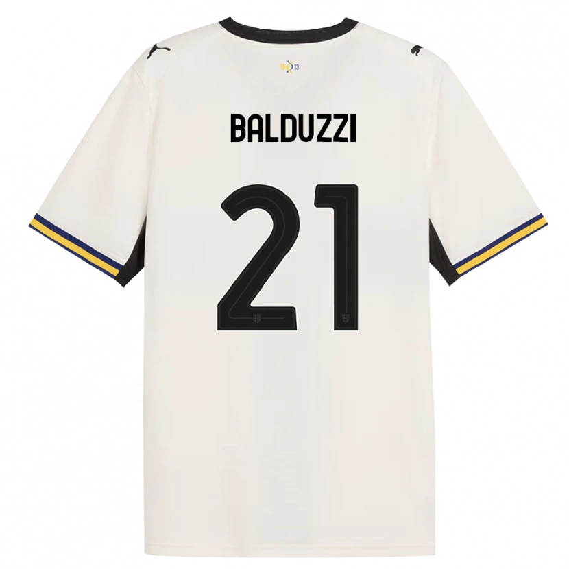 Danxen Børn Davide Balduzzi #21 Off-White Sort Gul Hjemmebane Spillertrøjer 2026/27 Trøje T-Shirt