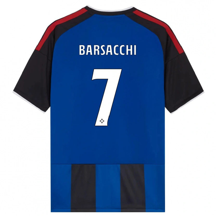 Danxen Børn Cristian Barsacchi #7 Sort Rød Hvid Blå Hjemmebane Spillertrøjer 2026/27 Trøje T-Shirt