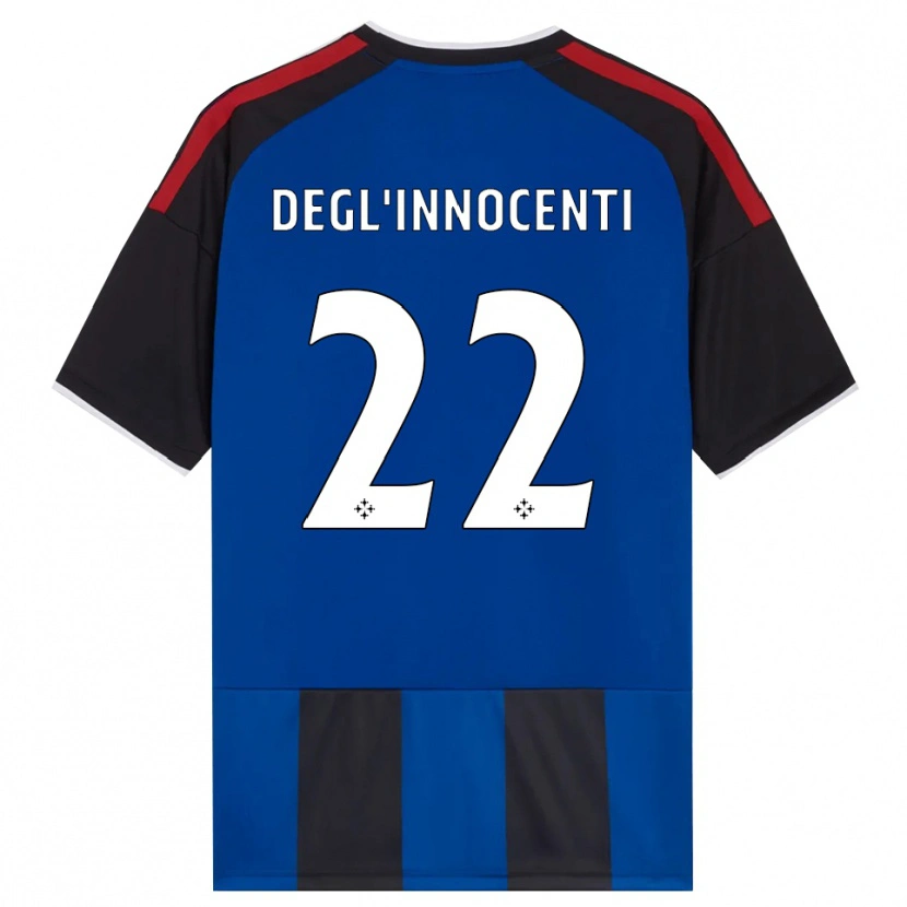 Danxen Børn Luca Degl'innocenti #22 Sort Rød Hvid Blå Hjemmebane Spillertrøjer 2026/27 Trøje T-Shirt